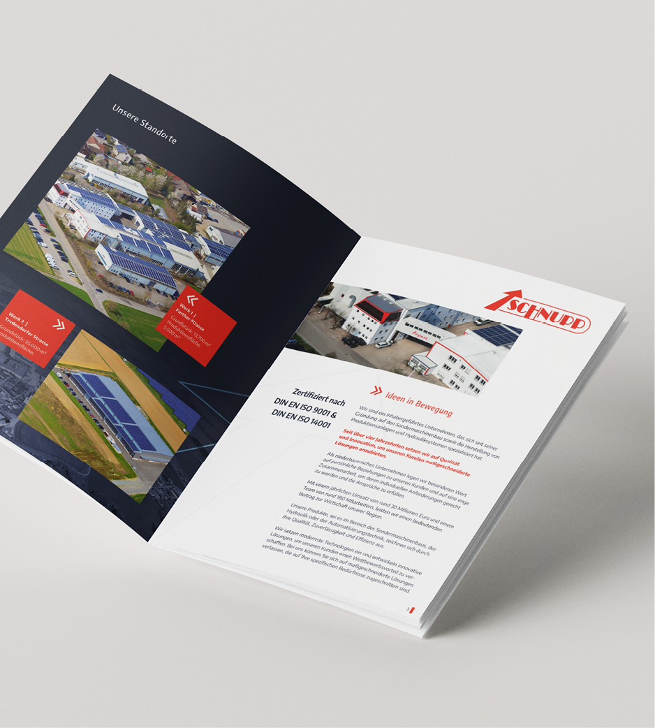 Umfangreiche Produktborschüre für die Firma SCHNUPP