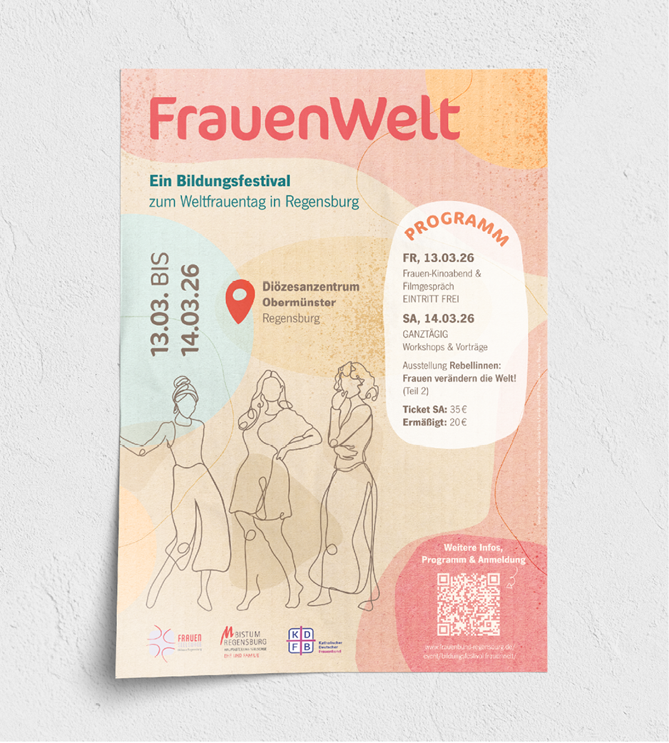 Eventplakat „FrauenWelt“ für den KDFB